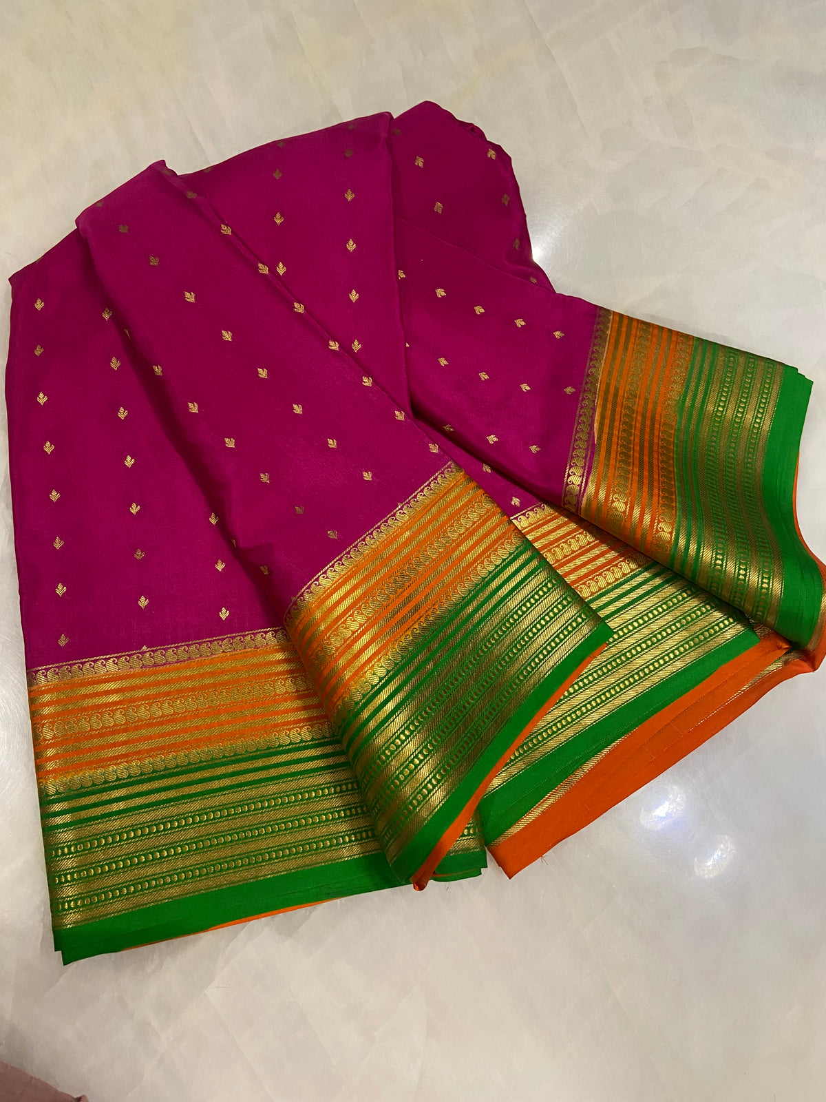 Pure Crepe Mysore Silk Certified Saree 120 GSM