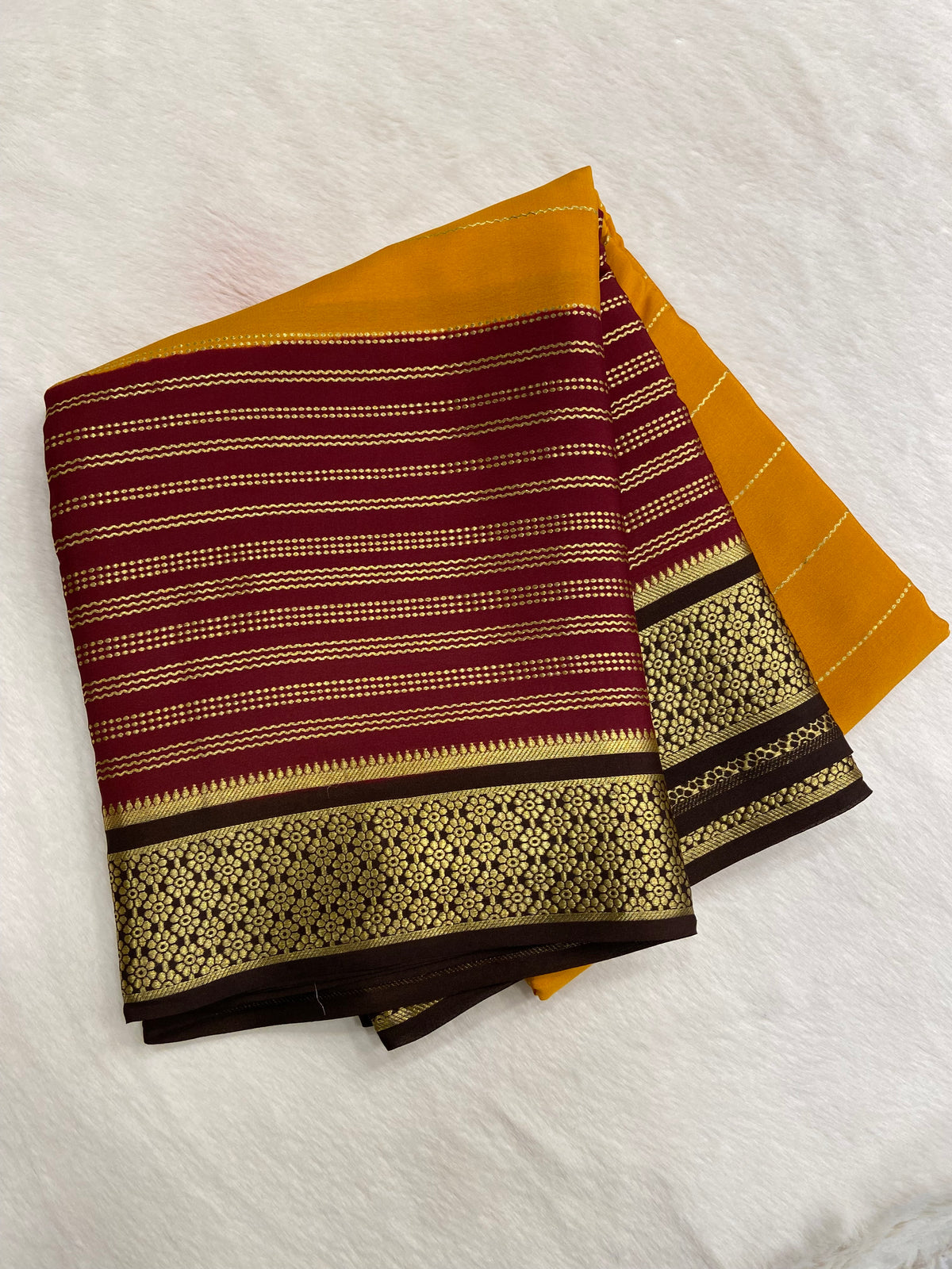 Pure Crepe Mysore Silk Certified Saree 120 GSM