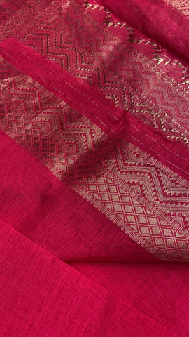 Assam Silk Saree (Rani pink)