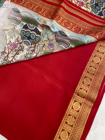 Pure Crepe Mysore Silk Certified Saree 120 GSM