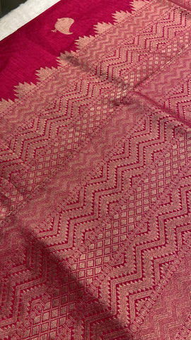 Assam Silk Saree (Rani pink)