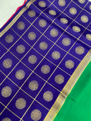 Pure Crepe Mysore Silk Certified Saree 120 GSM