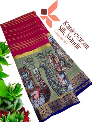 Pure Crepe Mysore Silk Certified Saree 120 GSM