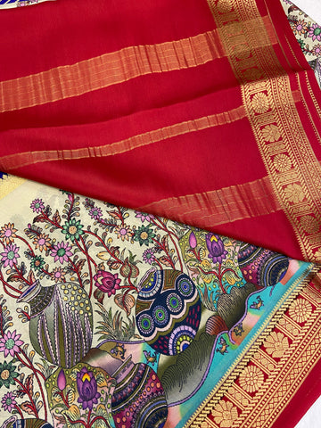 Pure Crepe Mysore Silk Certified Saree 120 GSM