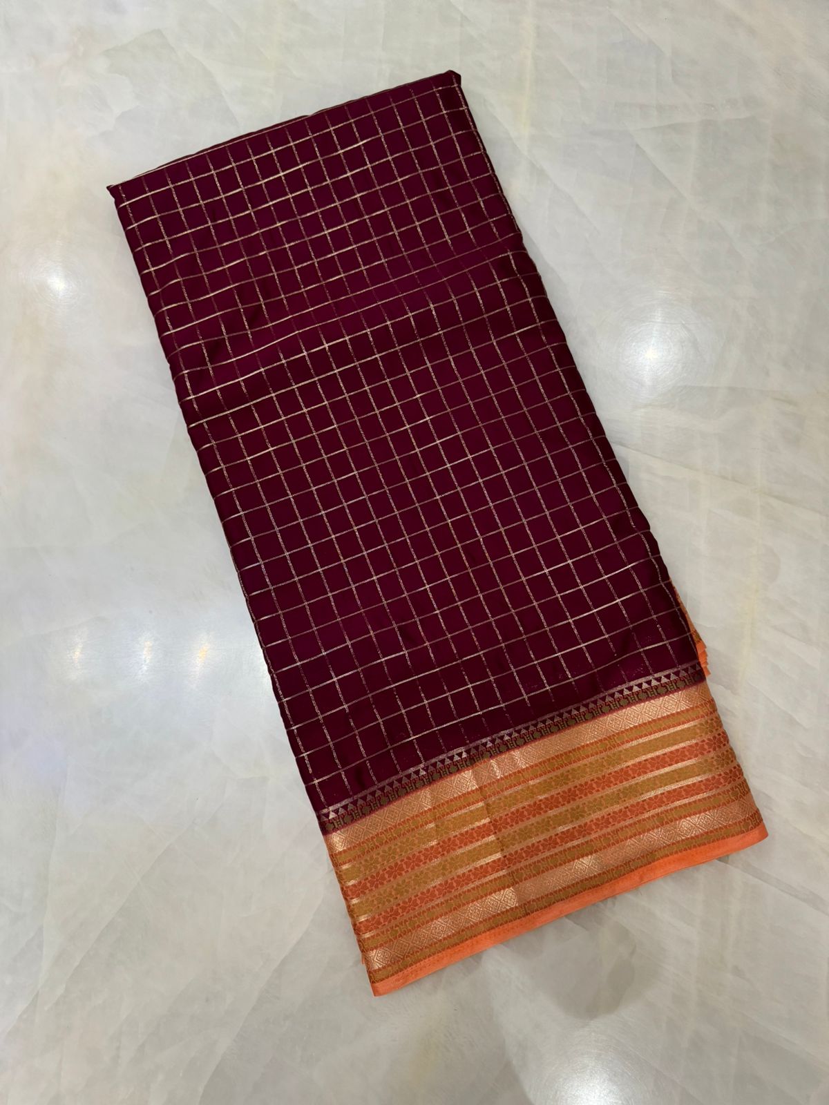 Premium crepe semi mysore silk saree with Meena border