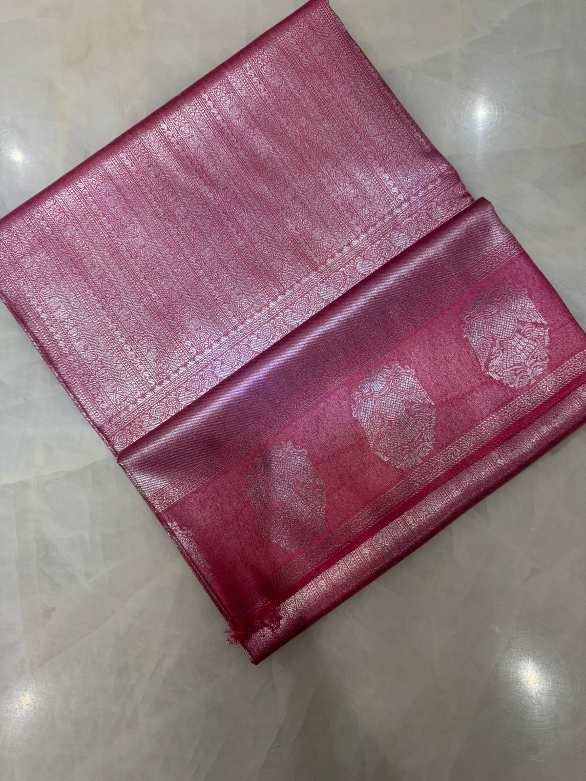 Kubera Pattu soft semi silk saree(Peachish pink)